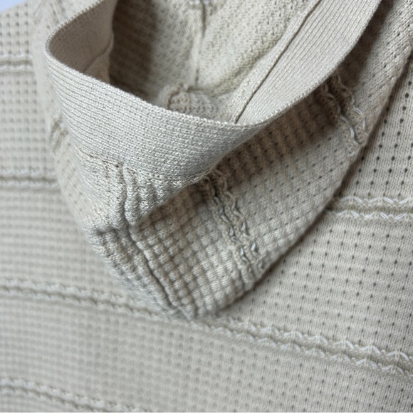 Woolrich Waffle Knit Short Sleeve One Button Hooded Top Medium Beige - Picture 14 of 14